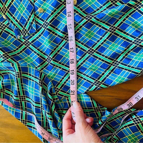 Vintage plaid gold button long sleeve blouse - Picture 5 of 13